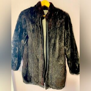 Reversible real leather and mink bomber M